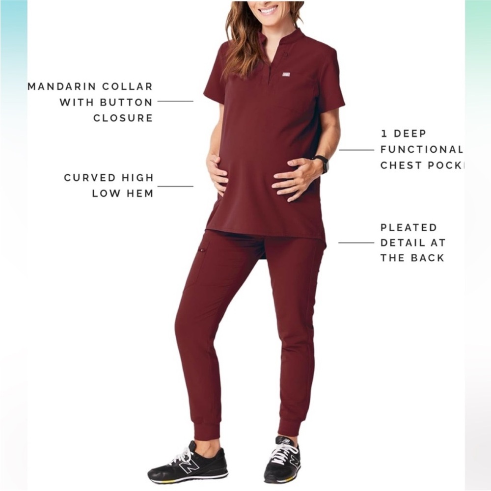 Figs Kitale Maternity Scrub Top Burgundy S
